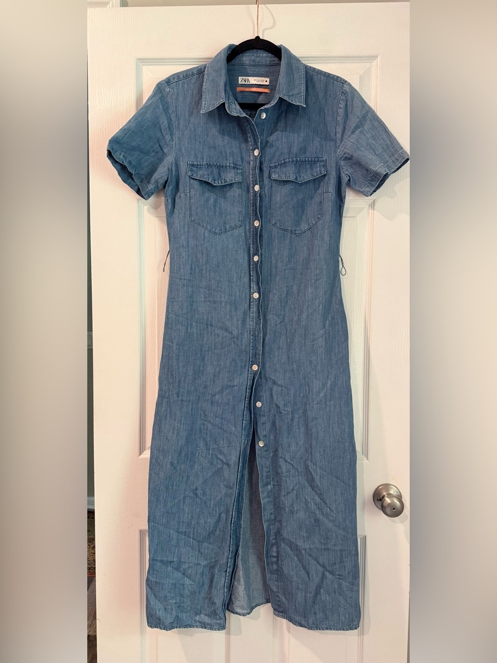 Zara The 90’s Collection Chambray Denim Midi Shirt Dress Women’s Small